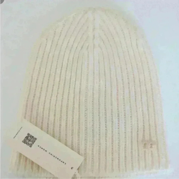 Tory Burch Accessories  Ribbed Merino Mittens And Hat Cream/White Size: Os - Picture 4 of 7